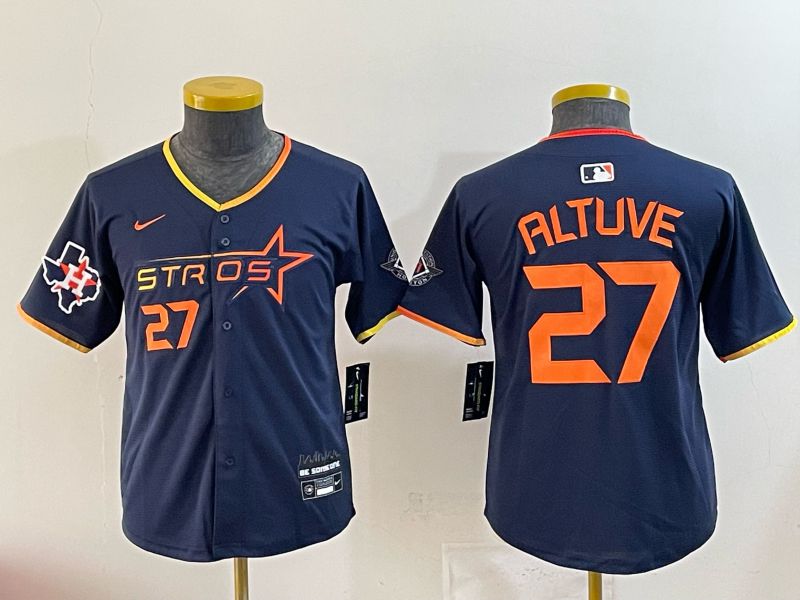 Youth 2025 Houston Astros #27 Altuve blue Nike MLB Jersey 0042